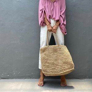 Oversized straw beach bag